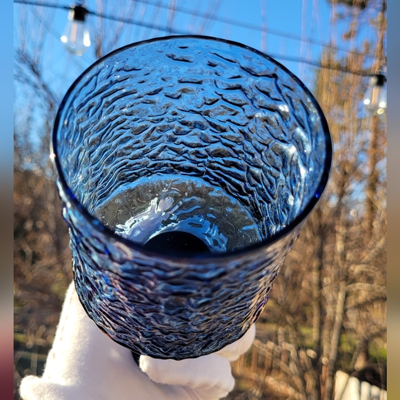 LENOX Impromptu Dark Blue Water Goblets Hand Blown Crystal Stemware Set of 3 USA - Picture 5 of 16
